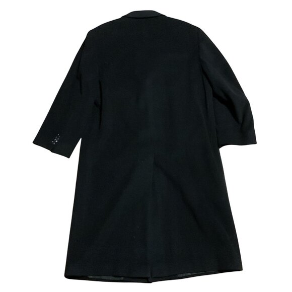 Black Cashmere Blend Overcoat Size 44R Italian Fabric Mens - Picture 3 of 7
